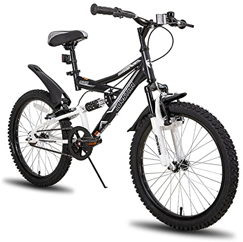 JOYSTAR 20 Inch Kids' Bike for Boys Girls Ages 7-13 Years Old, Dual-Suspension Kids Mountain Bike with Dual Handbrake & Kickstand,Black