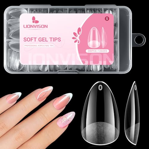 Lot de 240 faux ongles courts en gel acrylique transparent pré-limés semi-mats à couverture complète pour bricolage à presser et extensions d'ongles, 12 tailles