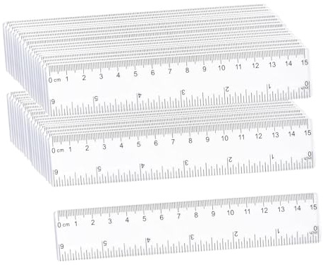 40Pcs 15cm Rulers, 6inch Plastic Mini Rulers with Inches Centimeters, Clear
