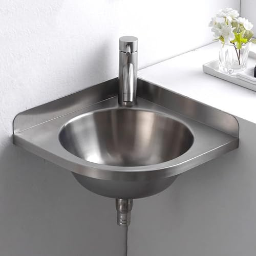 Lavello angolare in acciaio inox – Lavello triangolare compatto a vasca singola utilità per ristoranti, bar, negozi, uso domestico, design salvaspazio