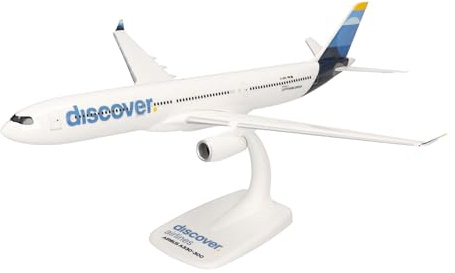 Herpa Snap-Fit modellflygplan Discover Airlines Airbus A330-300, miniatyr i skala 1:200, samlarobjekt, modell med ställ, plast