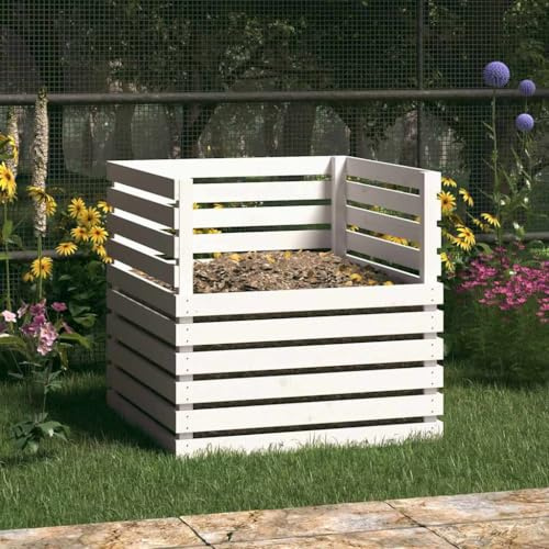 Compostador de madera de pino macizo de 80 x 80 x 78 cm – Compostador de madera de pino macizo para cortar hojas y césped para la producción de fertilizantes naturales