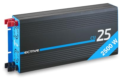 ECTIVE - Wechselrichter 12V auf 230V CSI 25-2500W Reine Sinuswelle - Offgrid-Spannungswandler DC/AC Strom mit USB, Überlast- & Überhitzungsschutz, NSV & USV Funktion und Batterieladefunktion bis 20A