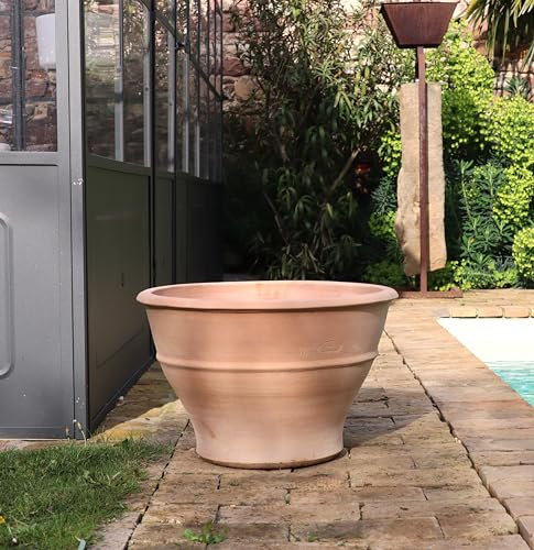 Pot de plantes en terre cuite, fabriqué à la main, haute qualité, résiste au gel, décor de jardin pot de fleurs 50 cm