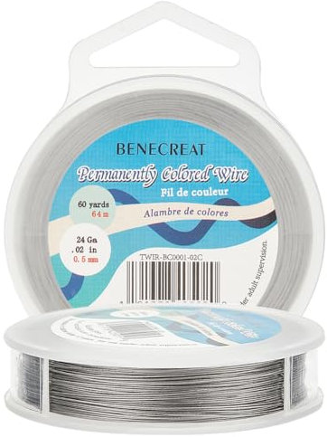 BENECREAT 55m 0.5mm 7-Strang Nylonbeschichteter Schmuck Schmuckdraht Tiger Schwanz Schmuckdraht für Halsketten Armbänder Ring, Hellgrau