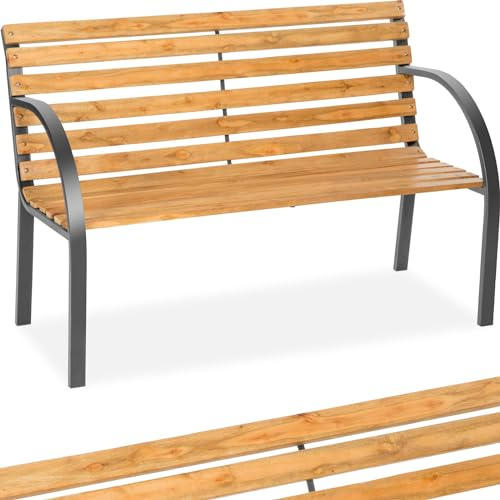 tectake® Högkvalitativ Trädgårdsbänk Michaela, 2-sits, Stabil och Robust, Vädertålig, För In- och Utomhusbruk, Naturträ Kinagran, Lackat, 119,5x62x83cm