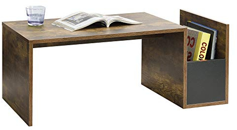 [en.casa] Couchtisch Bollnäs mit Ablagefach 90 x 45 x 35 Wohnzimmertisch Sofatisch Eiche dunkel