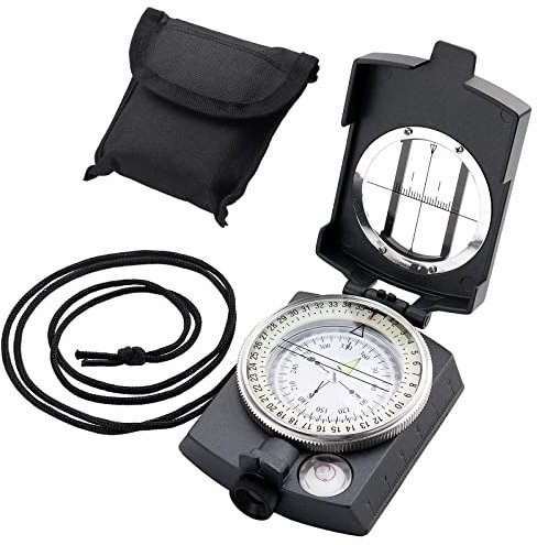 Anbte Kompass Militär Marschkompass Professioneller Navigation Compass mit Tragetasche Wasserdichter Peilkompass Taschenkompass für Jagd Camping Wandern Outdoor-Aktivitäten (Vintage Grau)