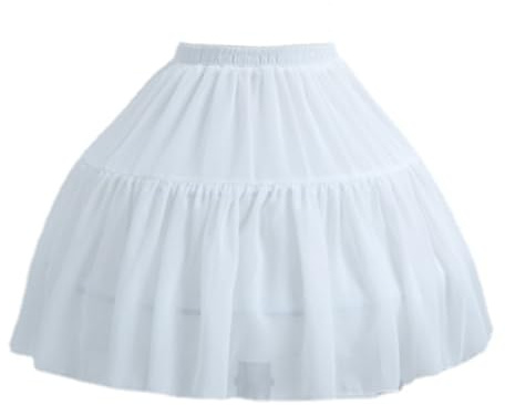 KWBCM Women Girls Crinoline Petticoat 2 Hoops Skirt Chiffon Ball Gown Short Half Slip Underskirt for Lolita Cosplay