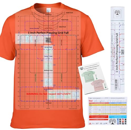 CLPA Heat Press Safe Tshirt Pressing Guide for Vinyl Alignment and Accurate Placement Full Shirt. an All-in-one t-Shirt Ruler Guide for Heat Press Vinyl Graphics or an Embroidery Placement Guide