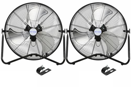 BILT HARD 20 High Velocity Floor Fan, 4600 CFM 3-Speed Industrial Shop Fan with Wall-Mounting System, Heavy Duty Metal Fan for Garage Workshop and Warehouse, 2 Pack