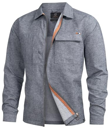 Indicode Herren INEuron Langarm-Hemd mit Zwei Brust-Taschen und Reißverschluss | Herrenjacke Männer Navy, XXL