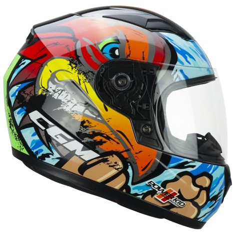 CGM Helmets Casco Integral Infantil 265X Lucky Boxer Color Azul y Rojo Totalmente Homologado 22.06 con SV para Motorista Unisex (YM 50/51)