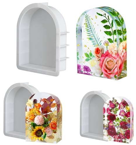 Voyyphixa 3 Pcs Arch Mould, Large Resin Molds, Geometric Epoxy Resin Casting Molds Deep Silicone Mold for Flower Preservation Bookends Candle DIY Home Decoration