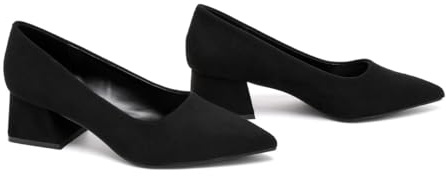 Bismaa Women’s Block Heels Court Shoes Chunky Closed Pointed Toe Wedding Party Elegant Slip On Pumps Shoes for Womens, Black Suede-7