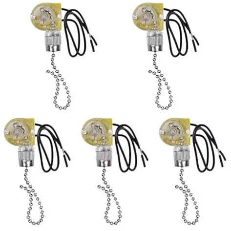 Juego de 5 interruptores universales para lámpara de ventilador de techo ZE-109, herramientas de repuesto 3 A, 250 V CA, 6 A, 125 V CA