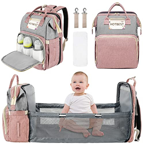 KTCINA Sac à langer Sac à dos ultra sûr capacité Sacs à langer pour bébé Sacs à dos à langer Multifonctionnel Sac à dos de lit de bébé Sac à langer de voyage portable Convient pour maman papa