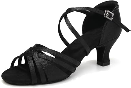 Uonpie Latin Ballroom Dance Shoes for Women Open Toe Salsa Shoes 2 Inch Heel