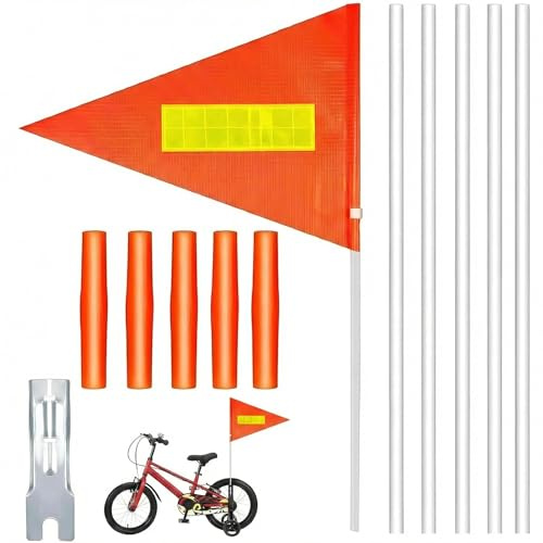12 stycken cykelflaggor för barn, flagga, cykelvimplar, set med säkerhetsvimplar, cykelvimplar, justerbara barncykelflaggor, cykelvagn, flagga, vimpel för släpvagn, skoter eller gokarts