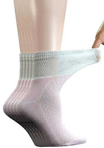 Yomandamor Ladies 5 Pack Bamboo Quarter Seamless Diabetic Sock with Non-Binding top,Size 3-8 UK