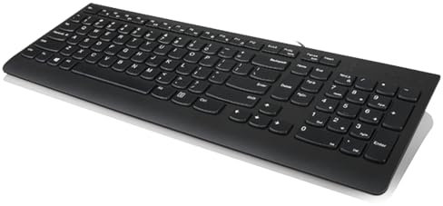 Lenovo 300 USB Keyboard, Wired, Adjustable Tilt, Ergonomic, Windows 7/8/10, GX30M39655, Black