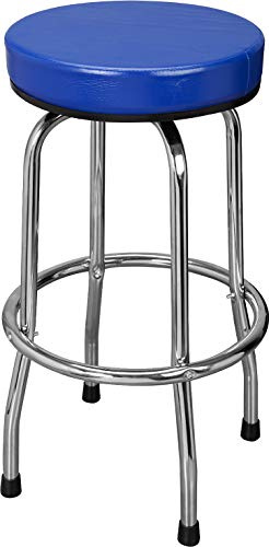 TCE ATRP6185U Torin Swivel Bar Stool: Padded Garage/Shop Seat with Chrome Plated Legs, Blue