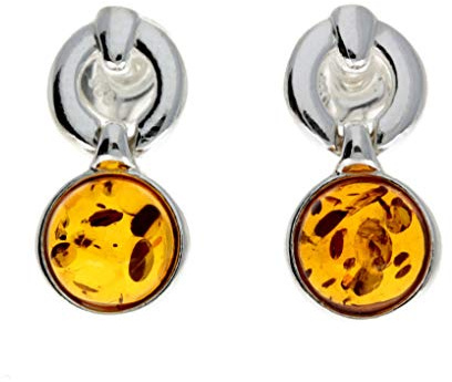 Classic GL168 - Orecchini pendenti in vera ambra baltica naturale e argento Sterling 925 e Argento, colore: Cognac, cod. GL168C