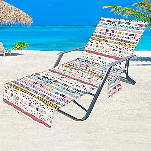 FANSU Schonbezug für Gartenliege, Strandliegenauflage mit taschen Weich Strandtuch Badetuch Mikrofaser Pool Handtuch für Strand, Reisen, Schwimmen, Outdoor (Gestreifte Graffiti,75x210cm)