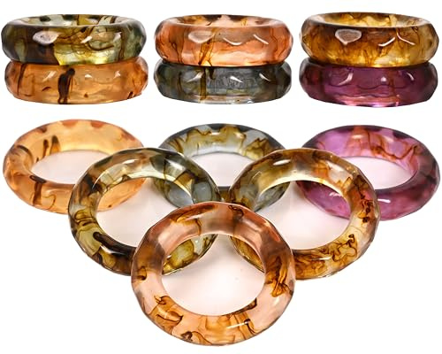 ALPHA Living HOME Napkin Rings Set of 12 - Handmade Epoxy Resin Napkin Holders for Elegant Table Decor, Dining, Weddings, Parties & Special Events - Durable & Stylish Serviette Rings (Spring Color)