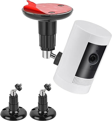 PAIKIUU 2 Stück Klebering Kamerahalterung, Wandhalterung ohne Bohren 360 Grad Ringkamera Montagehalterung Stick Up Halterung verstellbar schraubenlos für Ring-Überwachungskamera Schwarz