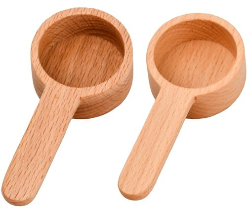 Wisebom 2 Pezzi Cucchiaio da Caffè in Legno, Cucchiaini da Caffè Cucchiaini di Legno Mini Cucchiai in Legno Naturale per Gelato/Miele/Caffè/Tè-1 Cucchiaio da Tavola, 20 ml /8g（Faggio）