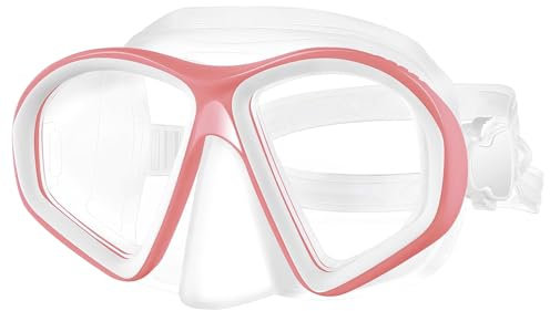 Wzhtuzi Taucherbrille Kinder, Anti-Leck Schnorchelmaske, Kinder Schnorchelmaske, Anti-Fog-Tauchmaske, Tempered Glass Schwimmbrille, für 4-15 Jahre Jungen Mädchen Jugendliche