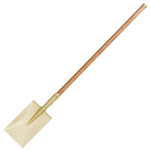 WEDO Pala cuadrada rectangular sin chispas con hoja recta, pala de transferencia, mango de madera de 47 pulgadas de largo con aro de bronce, pala de excavación de seguridad, bronce de aluminio,