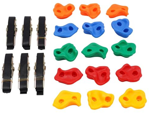 Owneed 15 Stücke Klettergriffe, klettersteine Kinder, Kletterwand Griffe Mit Ratschengurte, klettersteine Kinder Outdoor-Jede Rock Climbing Hold Belastbarkeit Etwa 100kg, für körperliche Übungen