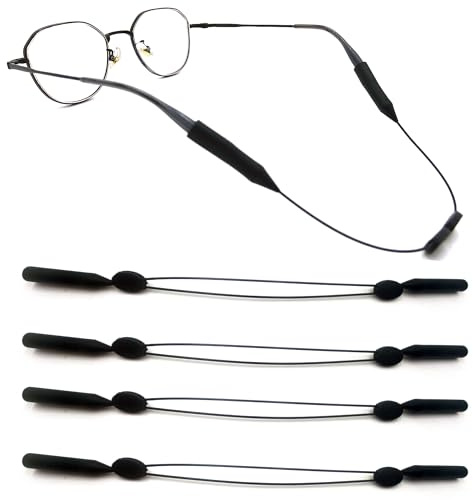 Rayconup Confezione da 4 fasce per occhiali sportivi in silicone, per uomo e donna, cinturino regolabile per occhiali da sole e occhiali sportivi
