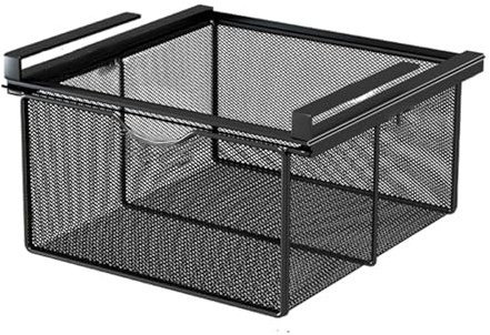 LOVIVER Panier à Tiroir Coulissant Suspendu, Panier de Rangement Coulissant sous Étagère, Organisateur de Rangement sous Armoire pour Chambre à Coucher, Noir, XL
