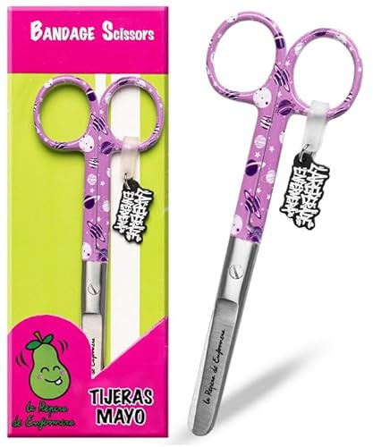 La Repera de Enfermera® Tijeras Enfermeria - Tijeras Mayo - Punta Roma Acero Inoxidable para Vendaje | Punta Redonda Profesional | Regalos de Enfermería y Accesorios Enfermera TCAE (PLANET SOUND)