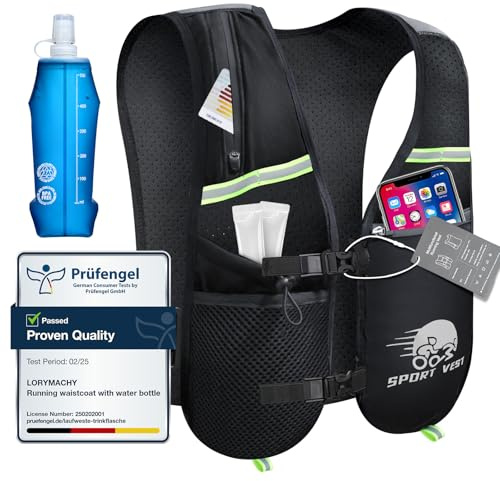 Running Vest Women Men - Lightweight Hydration Backpack, 6 Pockets, Reflective, Breathable, Adjustable Hydration Vest For Hiking Trail Cycling Marathon