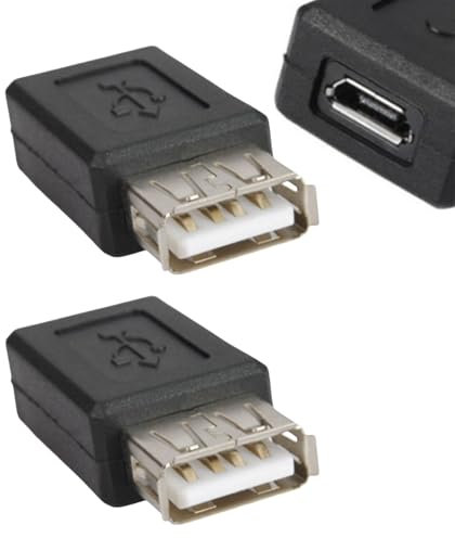 Oumun 2PCS USB Female to Micro US-B Female Adapter,USB to M-icro US-B Adapter,U-SB 2.0 A Fem-ale to Mi-cro U-S-B,U-S-B to Mi-cro U-S-B Fe-male Converter,5-Pin Fem-ale Plug Socket Converters