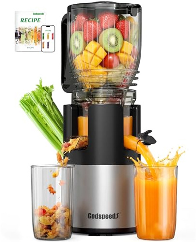 Godspeeds Juicer Machines with 5.8 Large Feed Chute, Slow Masticating Cold Press Juicer for Whole Fruits & Vegetables, Easy to Clean Design, High Juice Yield Home Juicer for Daily Wellness