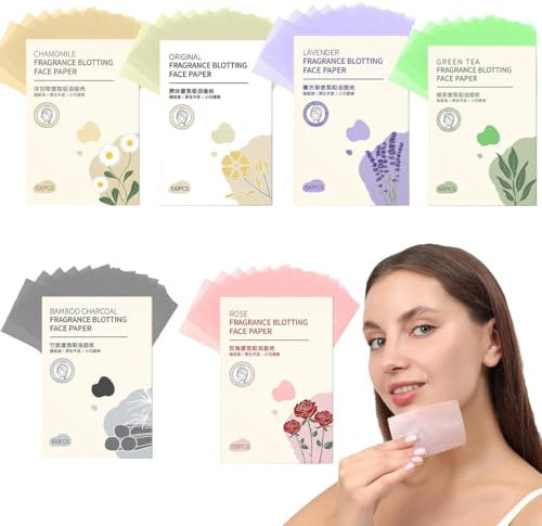 GGUFAY 600 Piezas Papel Secante de Aceite Facial Natural, Absorbente de Aceite, Hojas Absorbentes de Aceite, Control De Aceite, Para El Cuidado De La Piel Aceitosa