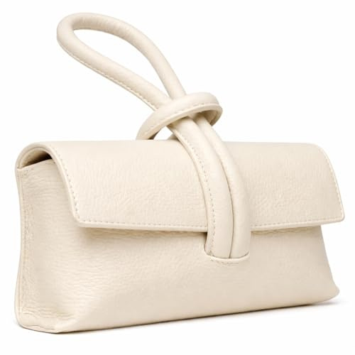 LeahWard Women's Leather Clutch Bag With Loop Handle (L.Beige)