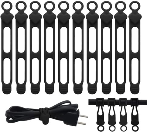 Bohany Cable Ties,10 Unidades Organizadores De Cables Reutilizables De Silicona - Organizador Elástico Multiusos Para Sujeción Y Agrupación,Escritorio Coche Exterior Carga Cable