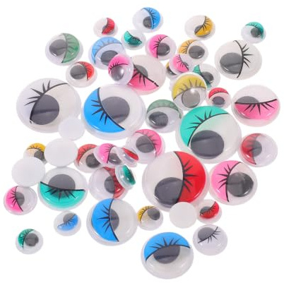 jojofuny 250pcs Self Adhesive Wiggle Eyes with Eyelashes for Scrapbooking Decorations and Group Activities, PVC Material with Smooth Edges, Easy Application and Secure Stick, Round Craft