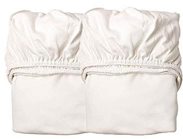 Leander Spannbettlaken aus Baumwolle für Wiege in Weiss (2-er Pack, Größe: 50x80, Form: oval)