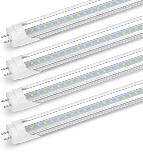 Romwish 2FT LED Tube Light, T8 T10 T12 Type B LED Light Bulb, 10W(24W Equiv.), 5000K Daylight, 1120LM, 24 Inch F20T12 Fluorescent Replacement, Remove Ballast, Double-Ended Power, Clear Cover, 4 Pack