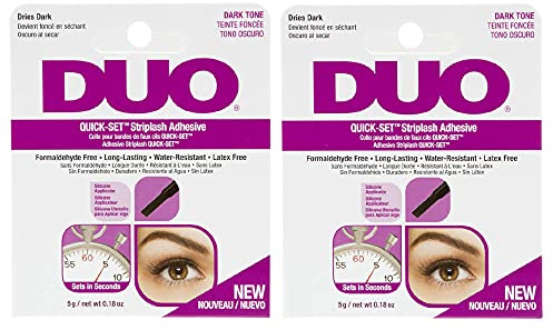 DUO Quick-Set Eyelash Glue Dark Tone – Waterproof Lash Adhesive for False Lashes, Long-Lasting, Fast-Drying Duo Lash Glue, 0.18 oz, 2-Pack