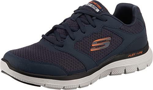 Skechers Herren Flex Advantage 4.0 Sneaker, Navy Leather Mesh Pu Trim, 47.5 EU
