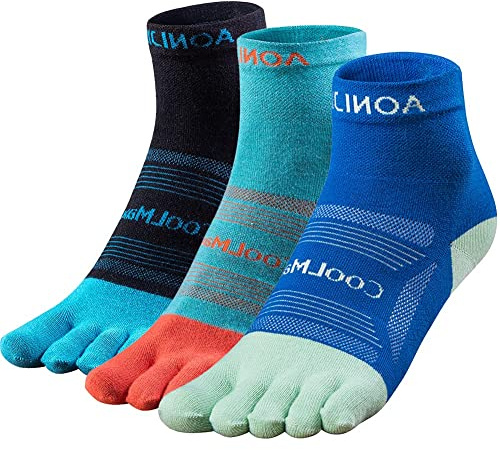 OrrinSports Chaussettes Orteils Femme Homme,3 Paires Chaussettes à doigts De Sport Respirantes pour la Course à Pied, la Fitness ou le Quotidien Mi-mollet Moyen (Taille Euro 39-42)