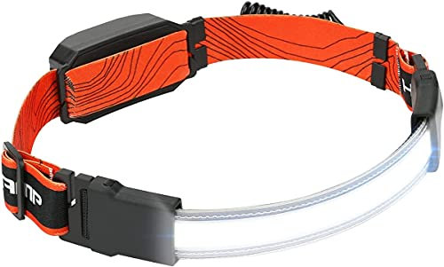 WINDFIRE Torcia frontale ricaricabile USB, faro COB super luminoso a fascio largo con illuminazione a 210° con luce rossa, 3 modalità di luce Torcia frontale leggera per campeggio, pesca, ciclismo